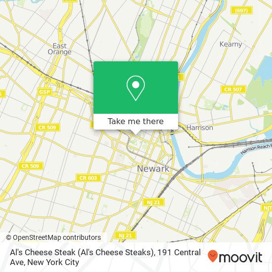 Mapa de Al's Cheese Steak (Al's Cheese Steaks), 191 Central Ave