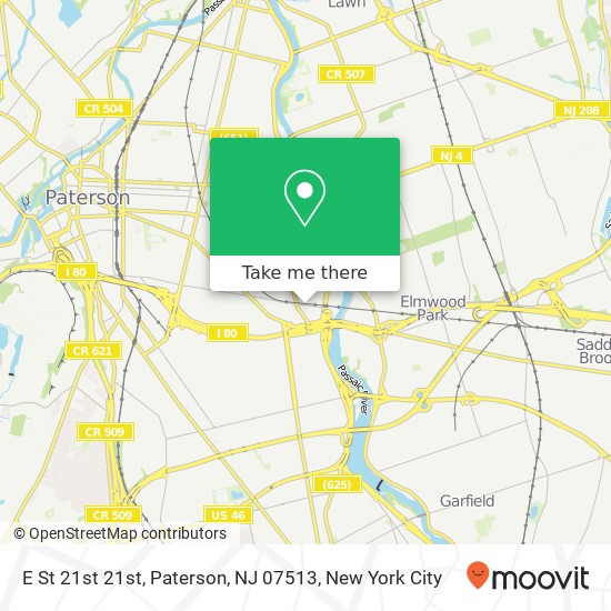 Mapa de E St 21st 21st, Paterson, NJ 07513