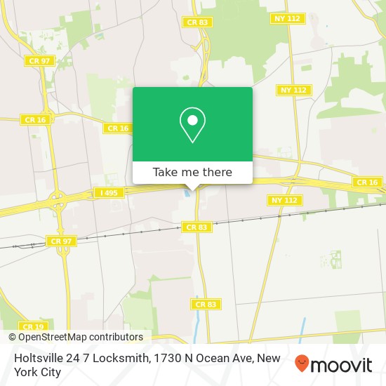 Mapa de Holtsville 24 7 Locksmith, 1730 N Ocean Ave