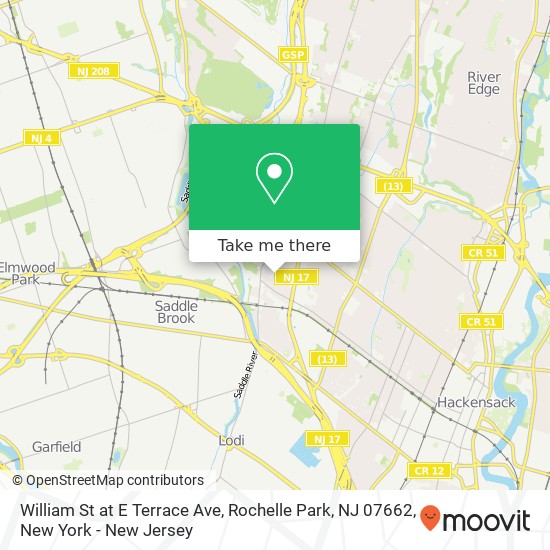 Mapa de William St at E Terrace Ave, Rochelle Park, NJ 07662