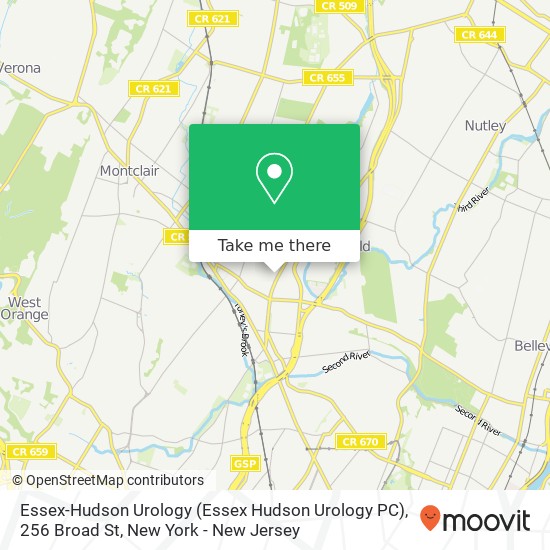 Essex-Hudson Urology (Essex Hudson Urology PC), 256 Broad St map