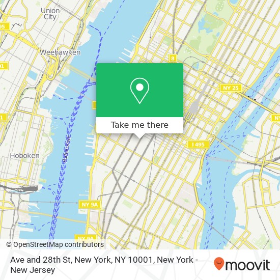 Ave and 28th St, New York, NY 10001 map