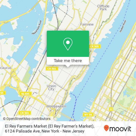 Mapa de El Rey Farmers Market (El Rey Farmer's Market), 6124 Palisade Ave