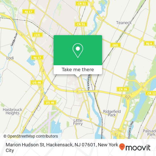 Mapa de Marion Hudson St, Hackensack, NJ 07601