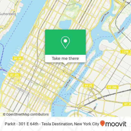 Parkit - 301 E 64th - Tesla Destination map