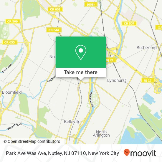 Park Ave Was Ave, Nutley, NJ 07110 map