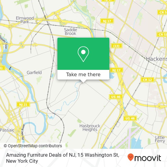 Mapa de Amazing Furniture Deals of NJ, 15 Washington St