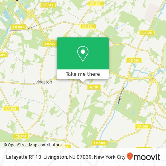 Mapa de Lafayette RT-10, Livingston, NJ 07039