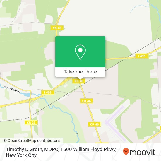 Mapa de Timothy D Groth, MDPC, 1500 William Floyd Pkwy