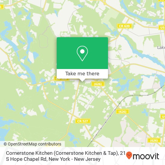 Mapa de Cornerstone Kitchen (Cornerstone Kitchen & Tap), 21 S Hope Chapel Rd