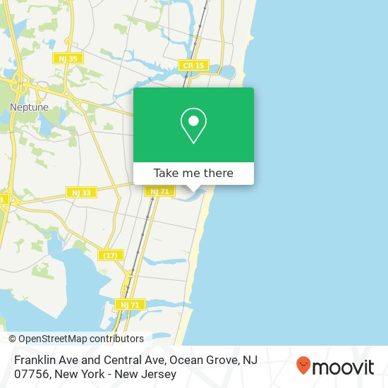 Mapa de Franklin Ave and Central Ave, Ocean Grove, NJ 07756