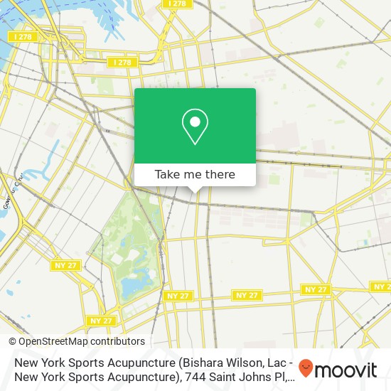 New York Sports Acupuncture (Bishara Wilson, Lac - New York Sports Acupuncture), 744 Saint Johns Pl map