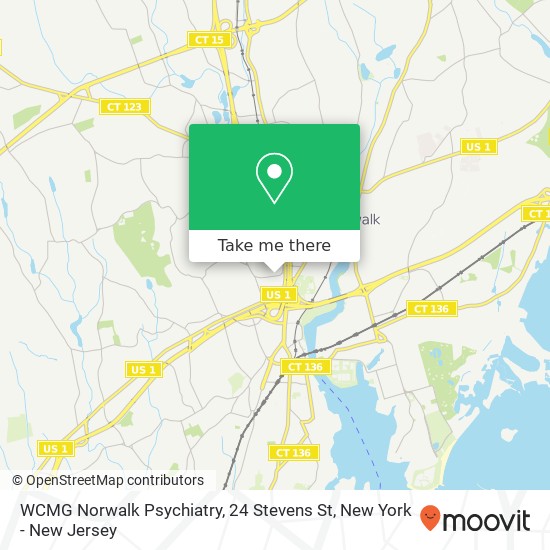 WCMG Norwalk Psychiatry, 24 Stevens St map