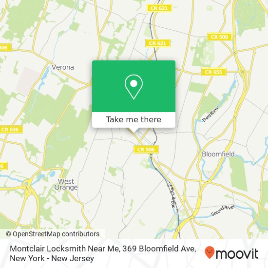 Mapa de Montclair Locksmith Near Me, 369 Bloomfield Ave
