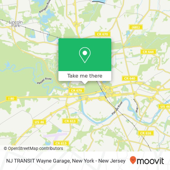 Mapa de NJ TRANSIT Wayne Garage