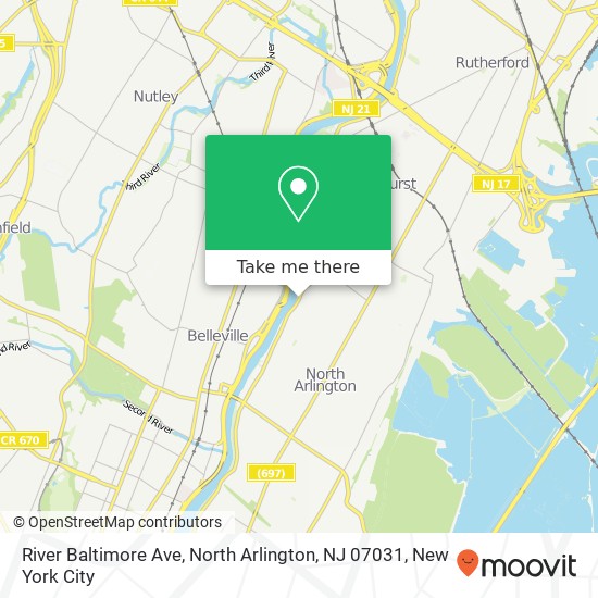 Mapa de River Baltimore Ave, North Arlington, NJ 07031