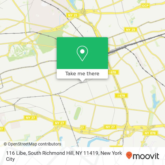 Mapa de 116 Libe, South Richmond Hill, NY 11419