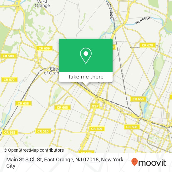 Mapa de Main St S Cli St, East Orange, NJ 07018