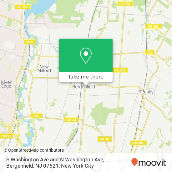 Mapa de S Washington Ave and N Washington Ave, Bergenfield, NJ 07621