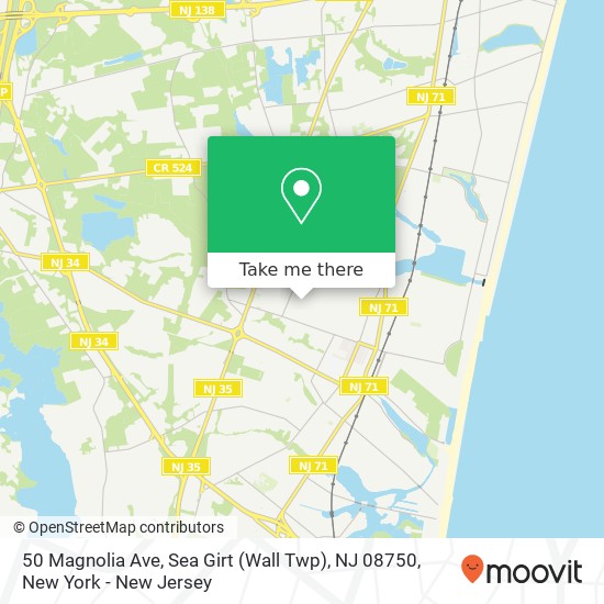 Mapa de 50 Magnolia Ave, Sea Girt (Wall Twp), NJ 08750