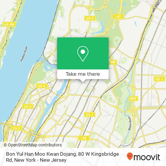 Mapa de Bon Yul Han Moo Kwan Dojang, 80 W Kingsbridge Rd