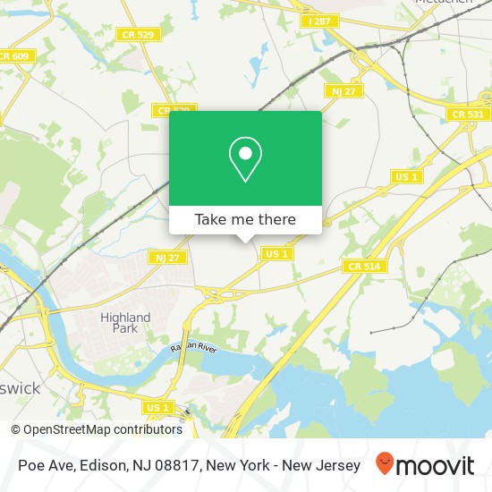 Mapa de Poe Ave, Edison, NJ 08817