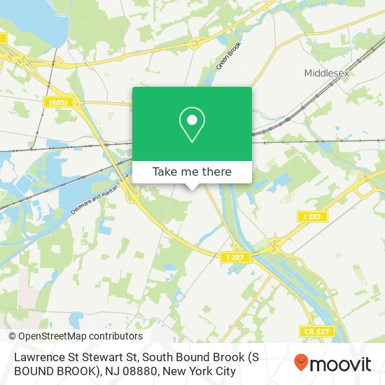 Mapa de Lawrence St Stewart St, South Bound Brook (S BOUND BROOK), NJ 08880