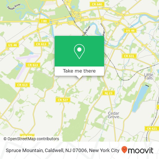 Mapa de Spruce Mountain, Caldwell, NJ 07006