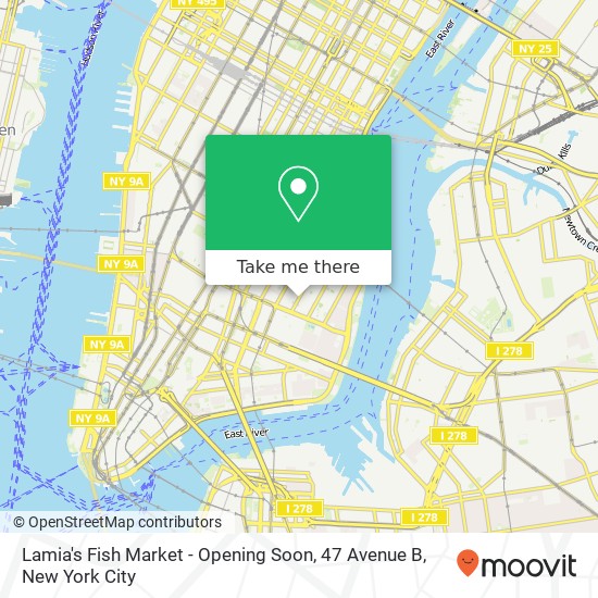 Mapa de Lamia's Fish Market - Opening Soon, 47 Avenue B