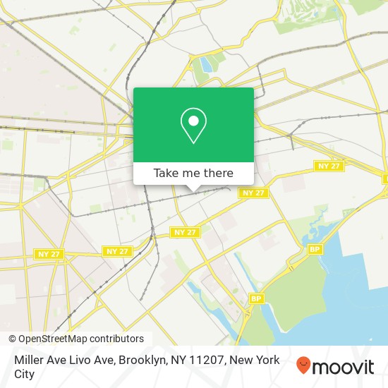 Mapa de Miller Ave Livo Ave, Brooklyn, NY 11207