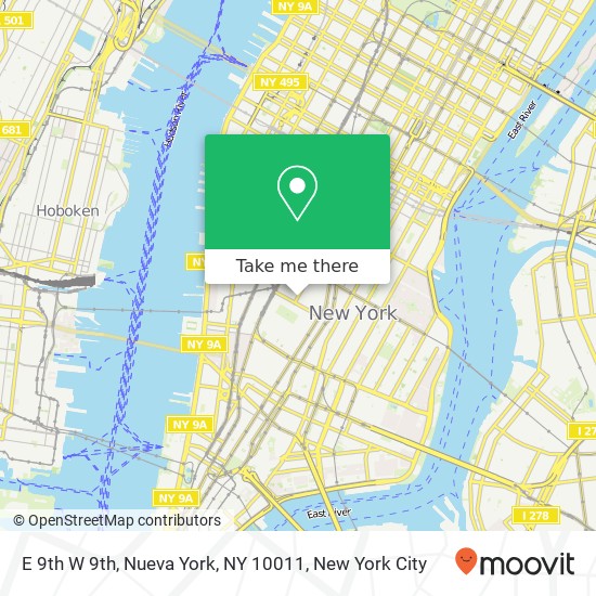 Mapa de E 9th W 9th, Nueva York, NY 10011