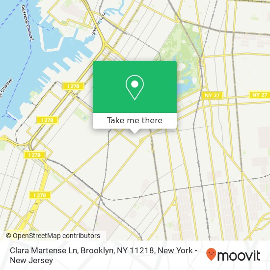 Mapa de Clara Martense Ln, Brooklyn, NY 11218