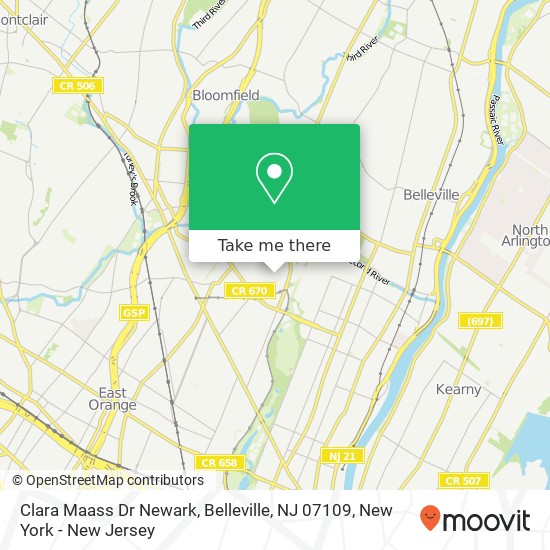 Clara Maass Dr Newark, Belleville, NJ 07109 map