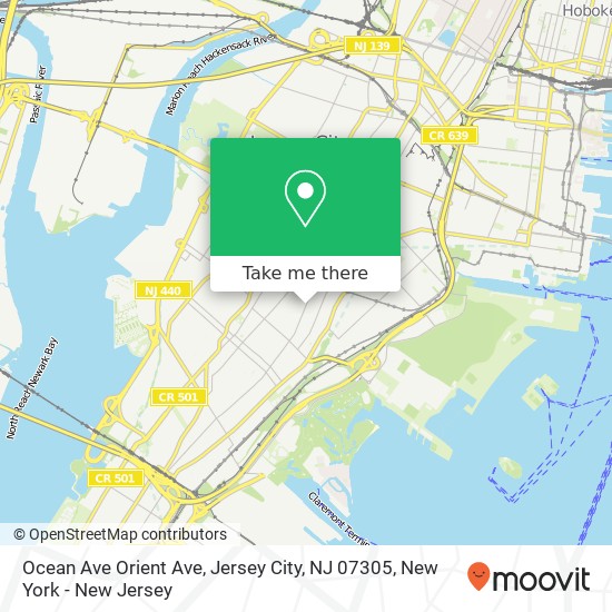 Mapa de Ocean Ave Orient Ave, Jersey City, NJ 07305