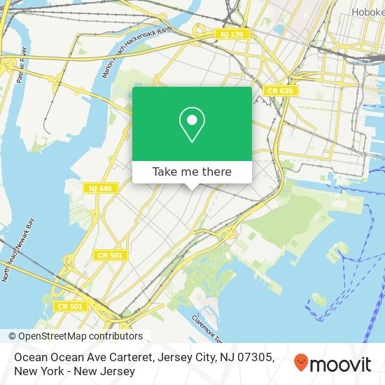 Mapa de Ocean Ocean Ave Carteret, Jersey City, NJ 07305