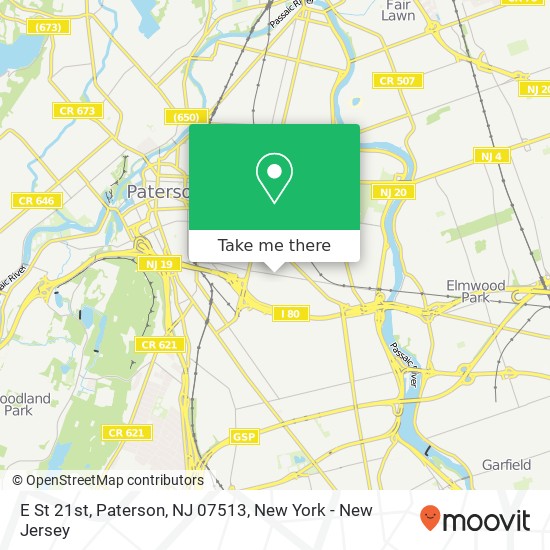 Mapa de E St 21st, Paterson, NJ 07513
