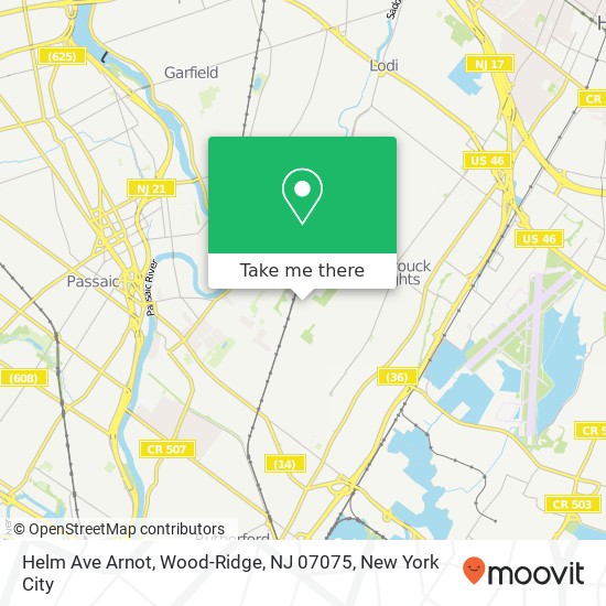 Mapa de Helm Ave Arnot, Wood-Ridge, NJ 07075