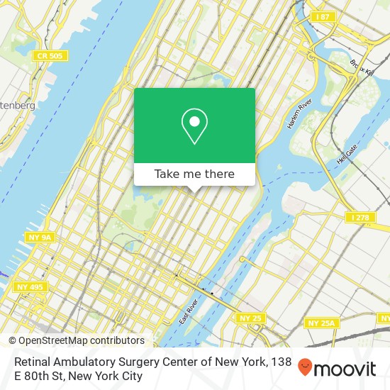 Retinal Ambulatory Surgery Center of New York, 138 E 80th St map