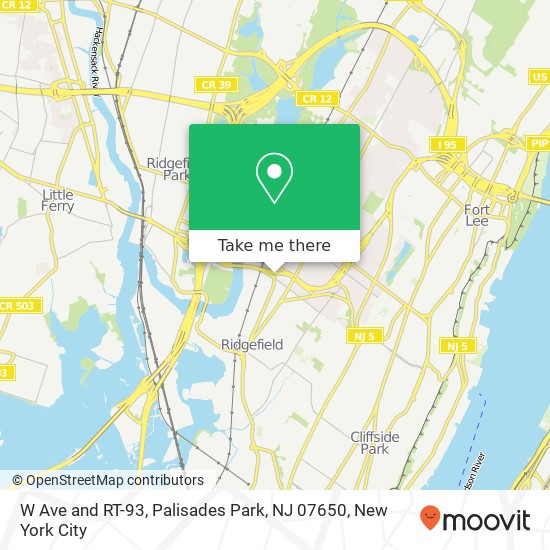Mapa de W Ave and RT-93, Palisades Park, NJ 07650