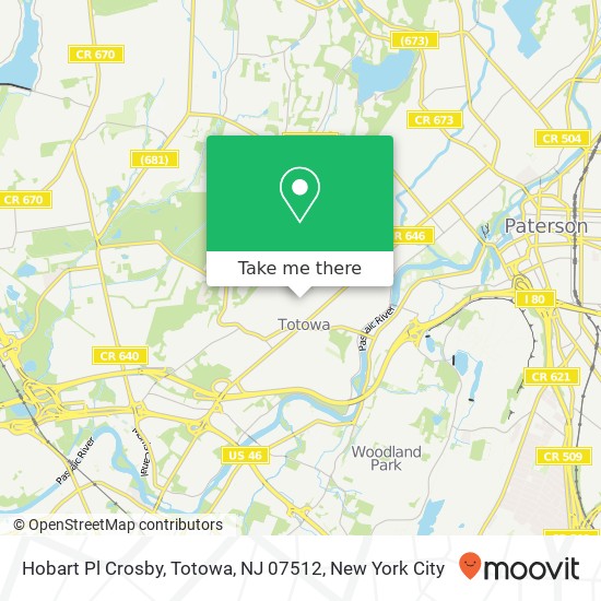 Mapa de Hobart Pl Crosby, Totowa, NJ 07512