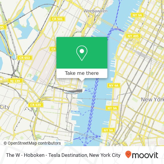 The W - Hoboken - Tesla Destination map