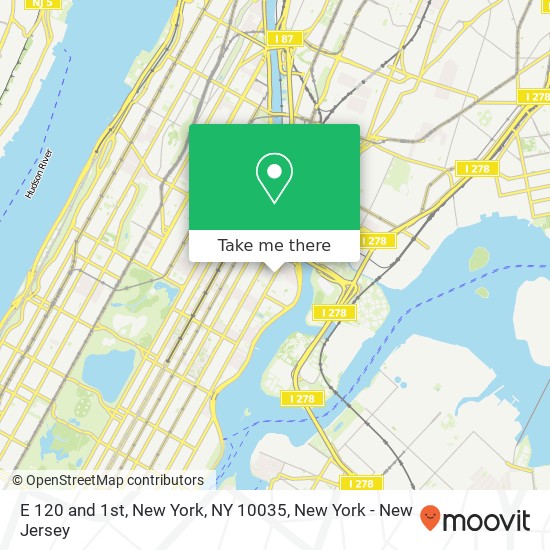 Mapa de E 120 and 1st, New York, NY 10035