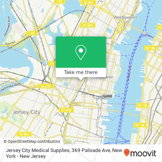 Mapa de Jersey City Medical Supplies, 369 Palisade Ave
