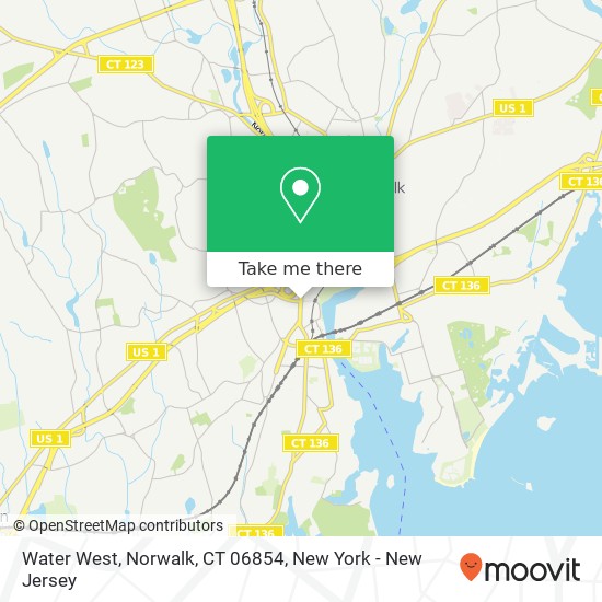 Mapa de Water West, Norwalk, CT 06854