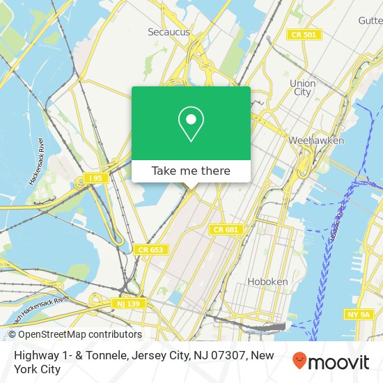 Mapa de Highway 1- & Tonnele, Jersey City, NJ 07307