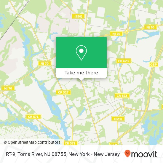 Mapa de RT-9, Toms River, NJ 08755