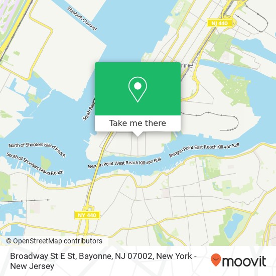 Mapa de Broadway St E St, Bayonne, NJ 07002