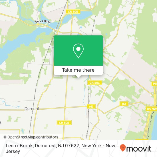Mapa de Lenox Brook, Demarest, NJ 07627