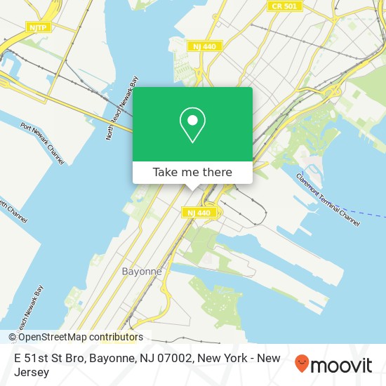 Mapa de E 51st St Bro, Bayonne, NJ 07002
