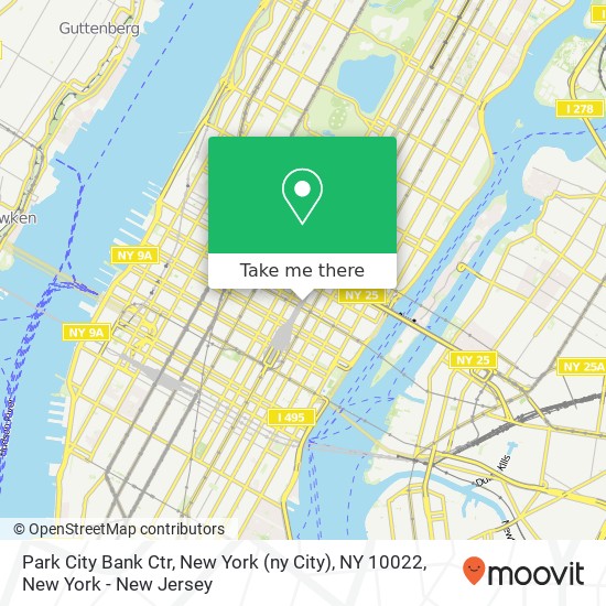 Mapa de Park City Bank Ctr, New York (ny City), NY 10022